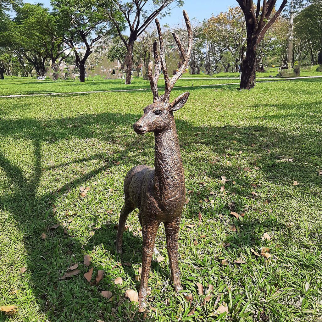 Enigma Bronze Effect Large Standing Stag Garden Statue 5060235339486 2